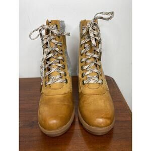 Sorel Women's Lexie Wedge Boots Lace Up Leather Waterproof Camel Brown Size 8